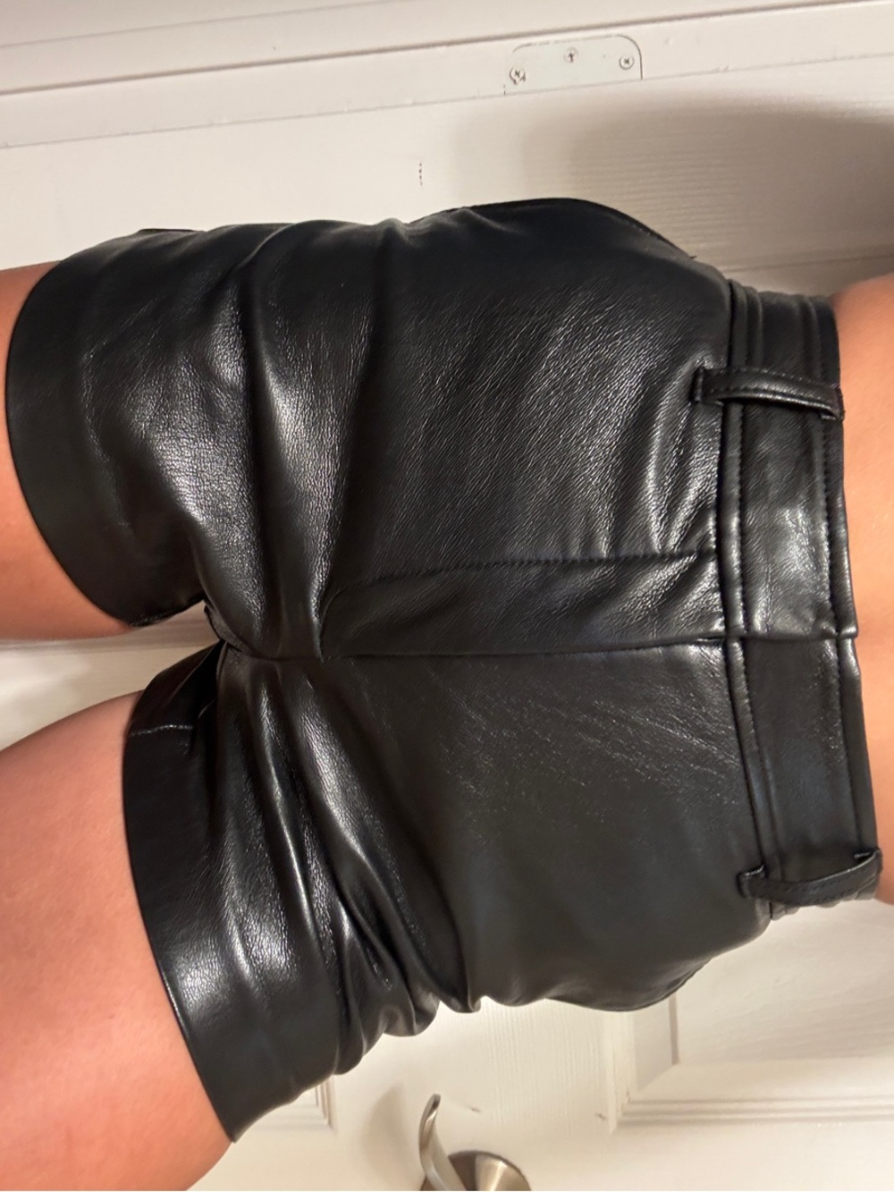 Aritzia Black High-Waist Faux Leather Shorts